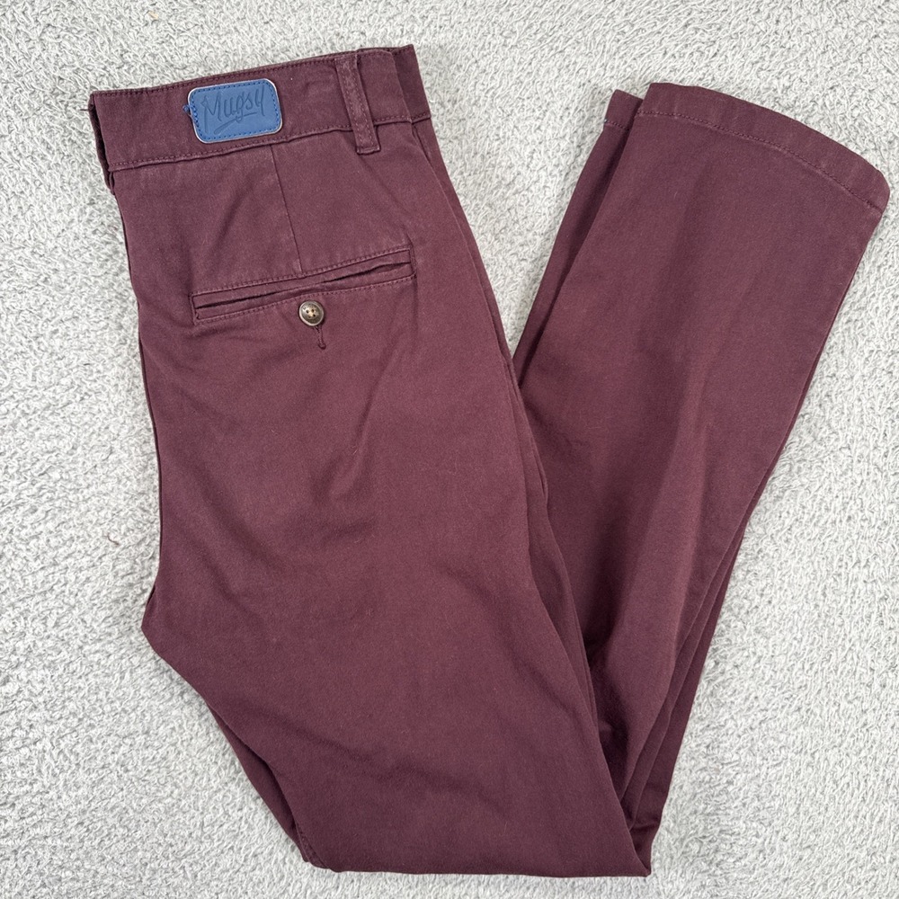 Mugsy Jeans Ports Pants Mens 28x30 Maroon Straight Chino Classic Casual